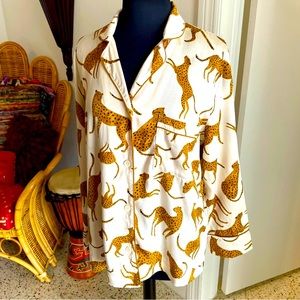 LOVE & LORE Long Sleeve Leopard Print TOP! Sleep Shirt or wear it out! Large